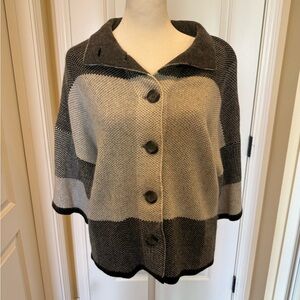 Linea Women's Two-Tone Gray Button-Front Sweater Jacket M